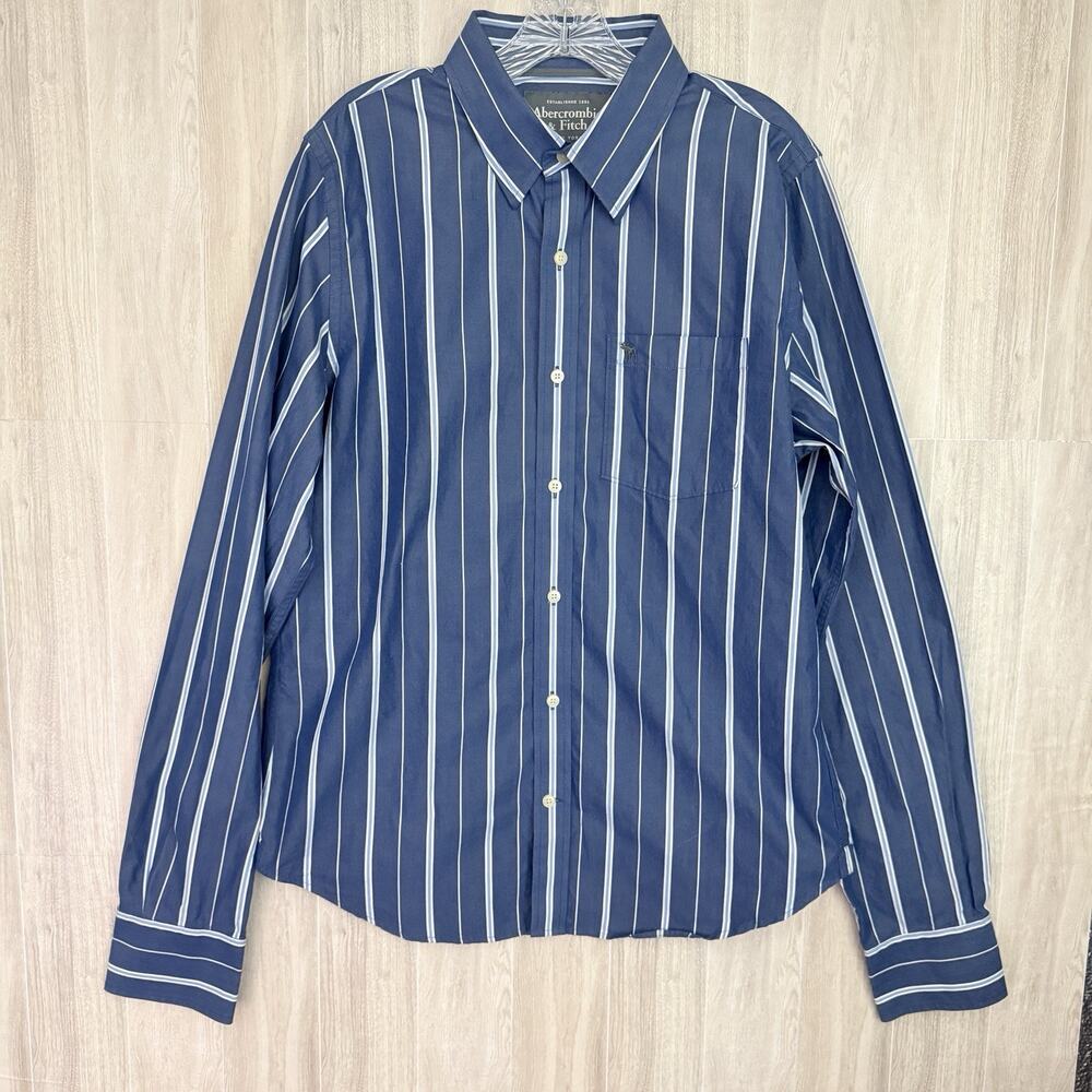 Abercrombie & Fitch Shirt Men XL Muscle Shirt Striped Button Down Long Sleeve